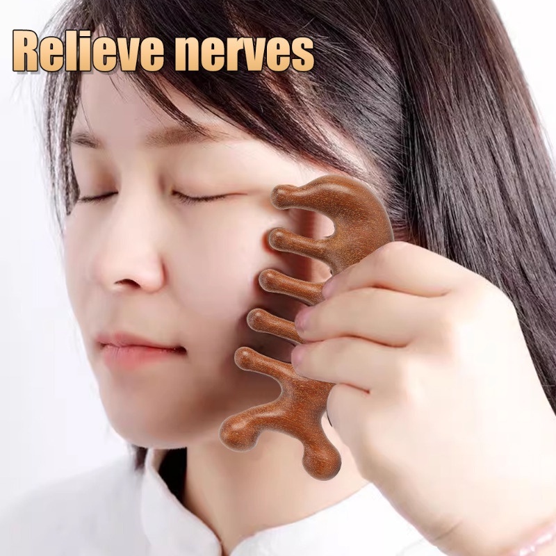 Lược Chải Tóc Mát Xa Da Đầu / Năm Răng Tròn Bằng Gỗ Đàn Hương Chuyên Nghiệp Đa Năng