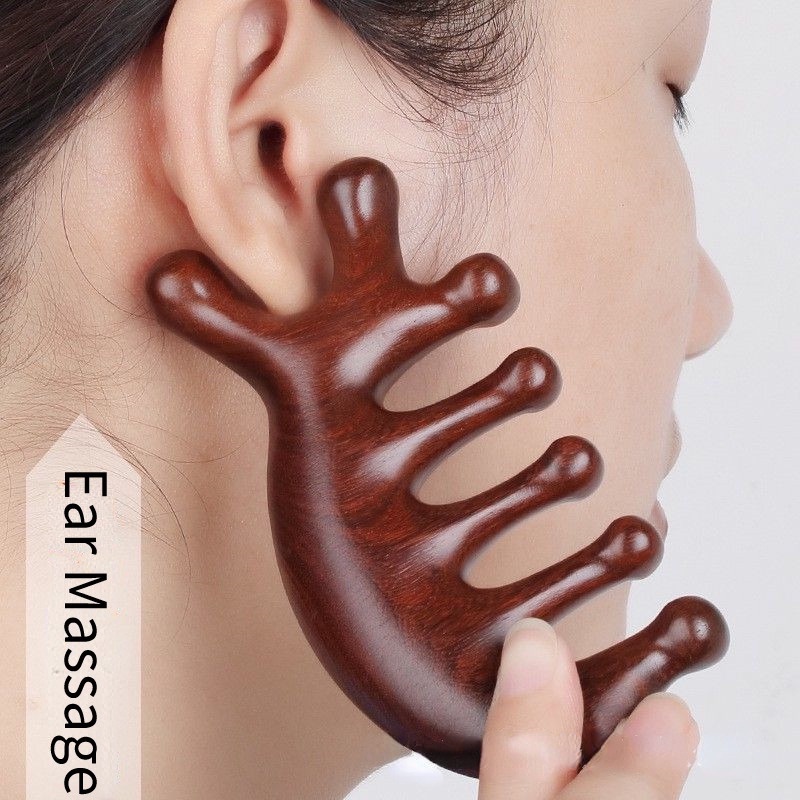 Lược Chải Tóc Mát Xa Da Đầu / Năm Răng Tròn Bằng Gỗ Đàn Hương Chuyên Nghiệp Đa Năng