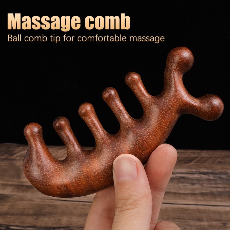 Lược Chải Tóc Mát Xa Da Đầu / Năm Răng Tròn Bằng Gỗ Đàn Hương Chuyên Nghiệp Đa Năng