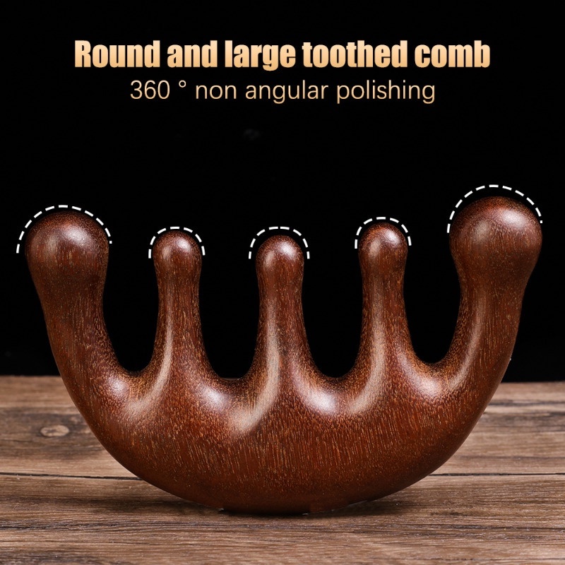 Lược Chải Tóc Mát Xa Da Đầu / Năm Răng Tròn Bằng Gỗ Đàn Hương Chuyên Nghiệp Đa Năng