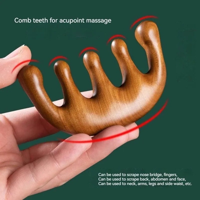 Lược Chải Tóc Mát Xa Da Đầu / Năm Răng Tròn Bằng Gỗ Đàn Hương Chuyên Nghiệp Đa Năng