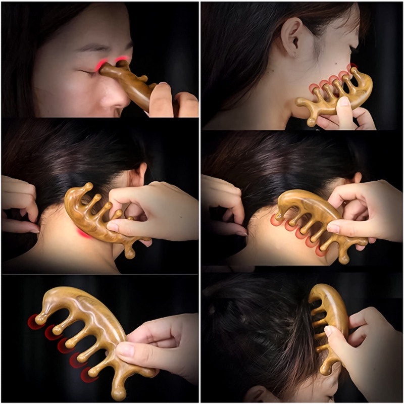 Lược Chải Tóc Mát Xa Da Đầu / Năm Răng Tròn Bằng Gỗ Đàn Hương Chuyên Nghiệp Đa Năng