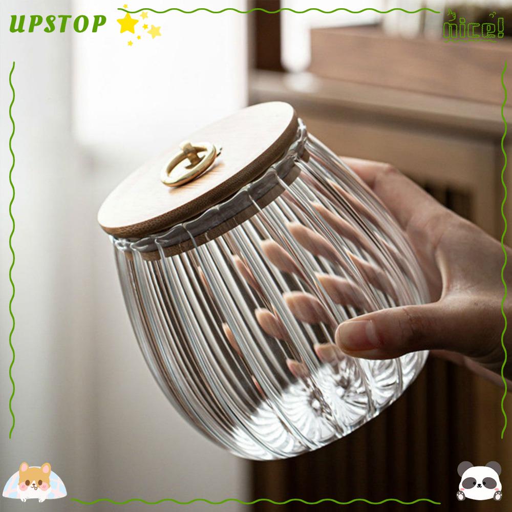 Upstopvn chai lưu trữ hũ trà hạt kẹo lọ thủy tinh kín khí