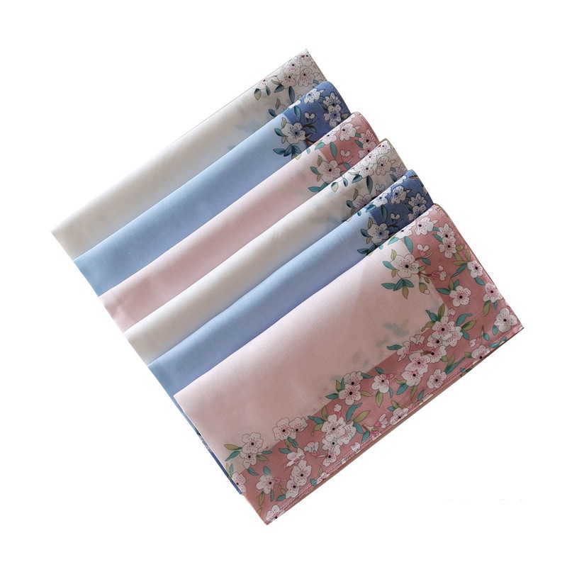 Khăn Tay Vuông Cotton In Hình Hoa 43x43cm - Phù Hợp Làm Quà Tặng Lễ Cưới