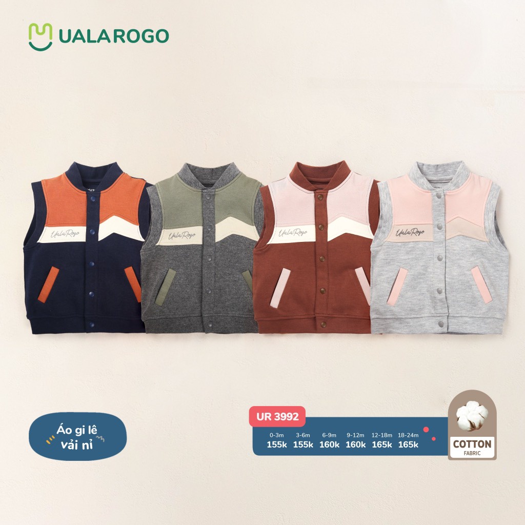 Áo gile nỉ Ualarogo cho bé trai bé gái