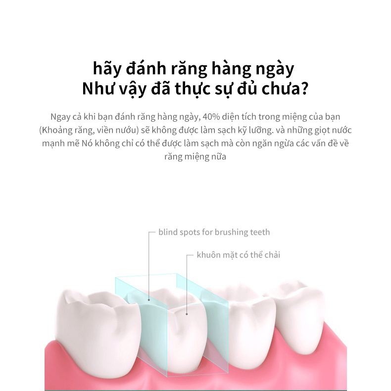 Gojodoq Máy phun nước làm sạch răng di động, 280ml, 3 chế độ, Máy tăm nước chạy bằng thủy lực, có thể sạc lại qua cổng USB, Máy làm sạch răng