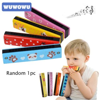 WUWOWU Kèn harmonica chất liệu gỗ + kim loại cho trẻ