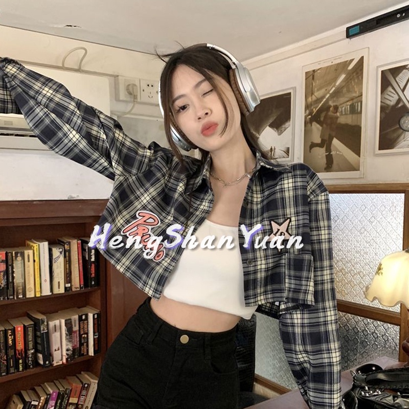 Áo Sơ Mi Nữ Dáng Rộng Họa Tiết Caro Thời Trang