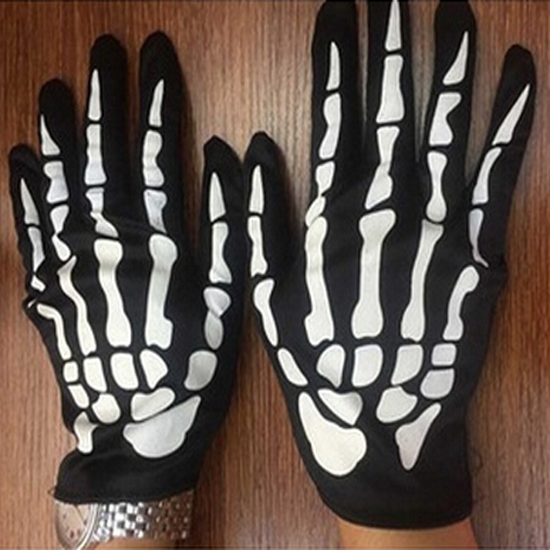 Găng Tay Hình Bộ Xương Đua Xe Phong Cách Gothic Thời Trang