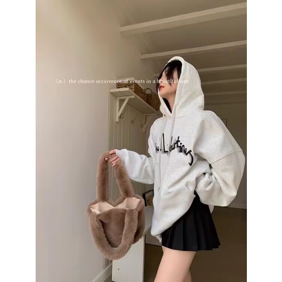 Áo hoodie dài tay Áo Thun Nỉ Tay Dài Cổ Tròn Dáng Rộng In Hình Cô Gái Phong Cách Thời Trang