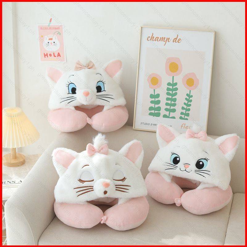 DISNEY Gối Kê Cổ Chữ u Mềm Mại Hình Mèo marie Đội Mũ Dễ Thương