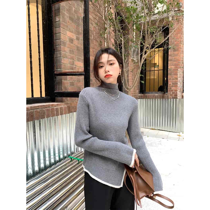 Mushiqi Áo sweater Dệt Kim Cổ Lọ Thời Trang Cho Nữ