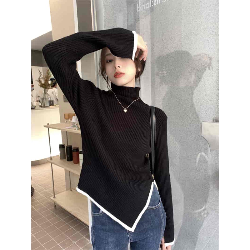 Mushiqi Áo sweater Dệt Kim Cổ Lọ Thời Trang Cho Nữ