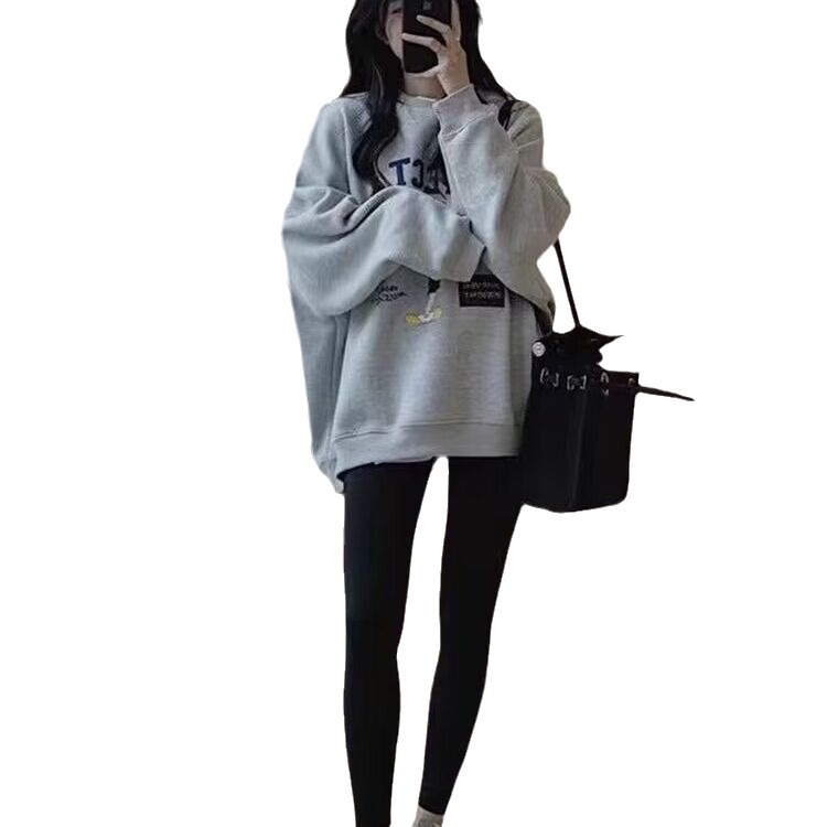Áo sweater Áo nỉ Áo hoodie dài tay Áo Thun Nỉ Tay Dài Cổ Tròn Dáng Rộng In Hình Cô Gái Phong Cách Thời Trang