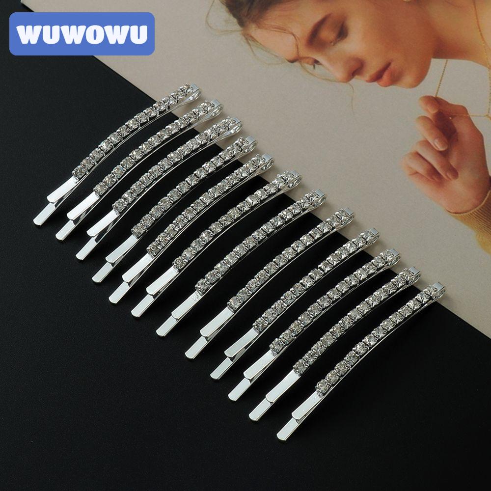 WUWOWU Bộ 2 kẹp tóc đính đá lấp lánh cho cô dâu