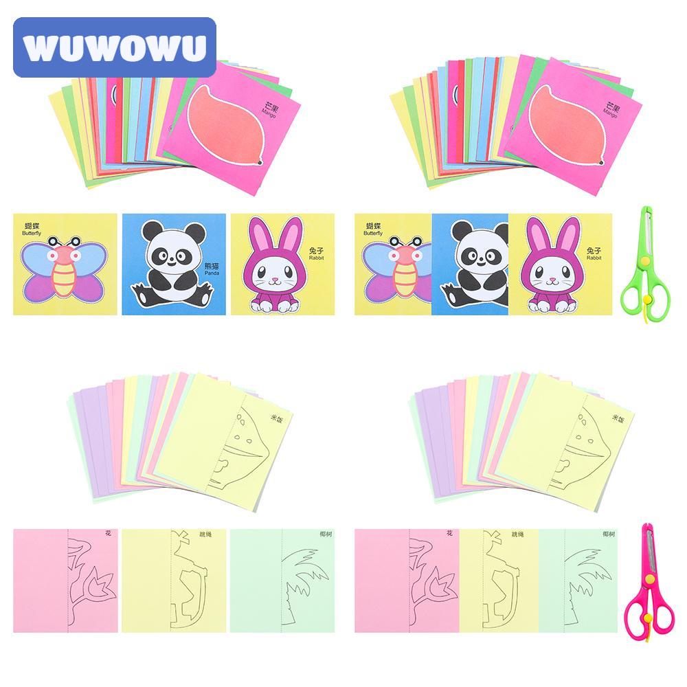 Bộ đồ chơi cắt giấy WAPKTY Wuwowu 96 món thủ công DIY họa tiết trái cây động vật hoạt hình cho trẻ mẫu giáo