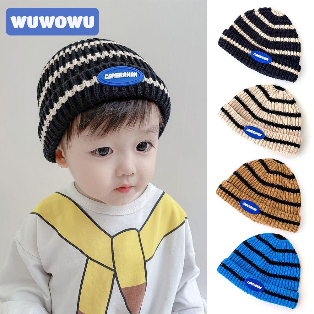 WUWOWU Mũ Len Beanie Sọc Ngang Dễ Thương Cho Bé Trai