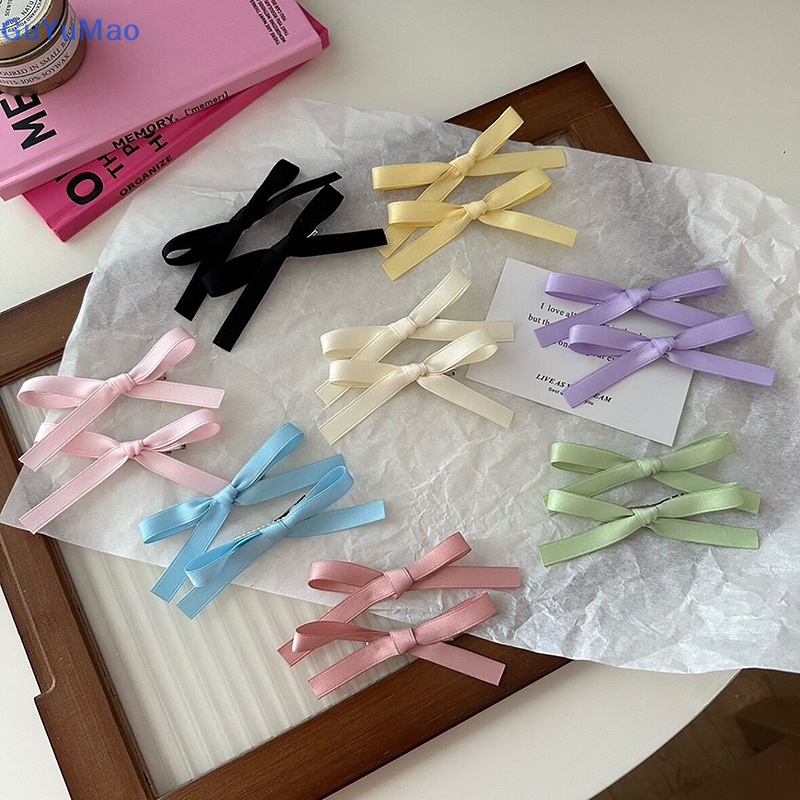 Set 2 Kẹp Tóc Nơ Ruy Băng mini Phong Cách Hàn Quốc Cho Nữ prta