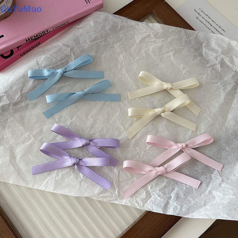Set 2 Kẹp Tóc Nơ Ruy Băng mini Phong Cách Hàn Quốc Cho Nữ prta