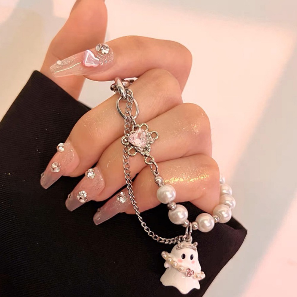 Đen Vòng Tay Chuỗi Hạt Mặt Hình Ma Độc Đáo Thời Trang Cho Nữ