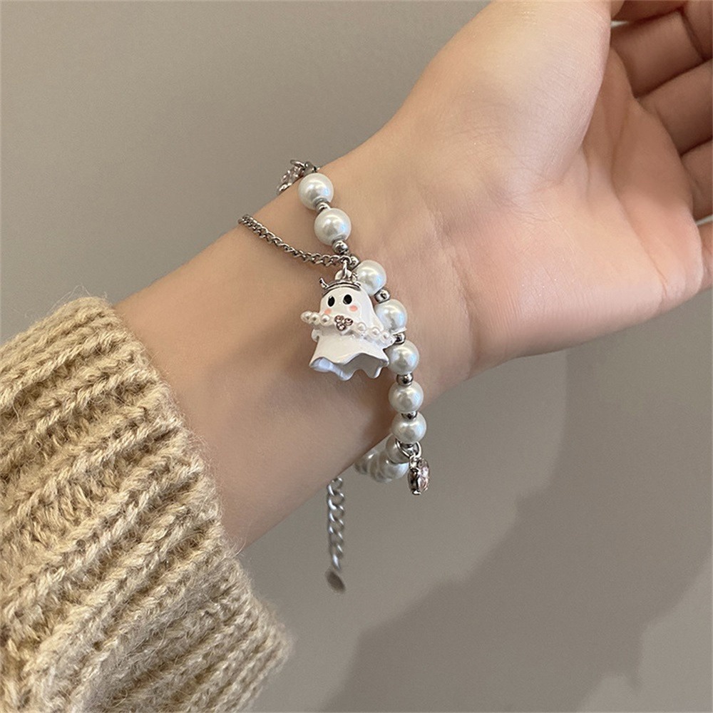 Đen Vòng Tay Chuỗi Hạt Mặt Hình Ma Độc Đáo Thời Trang Cho Nữ