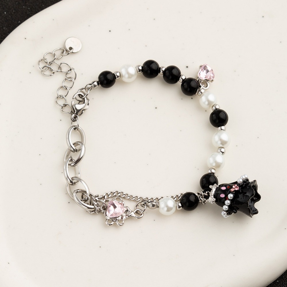 Đen Vòng Tay Chuỗi Hạt Mặt Hình Ma Độc Đáo Thời Trang Cho Nữ