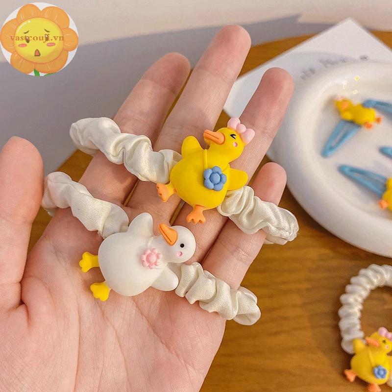 Vastji Dây Buộc Tóc Cao Su Co Giãn Hình Vịt Hoạt Hình Dễ Thương Cho Bé Gái vn