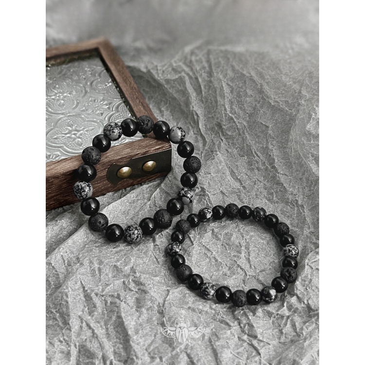 Vòng Tay Chuỗi Hạt Đá Núi Lửa obsidian Cho Cặp Đôi