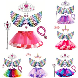 Nnjxd Chân Váy tutu Xếp Tầng Nhiều Lớp Màu Cầu Vồng Hình Kỳ Lân Cho Bé Gái Mặc Trong Tiệc Giáng Sinh halloween