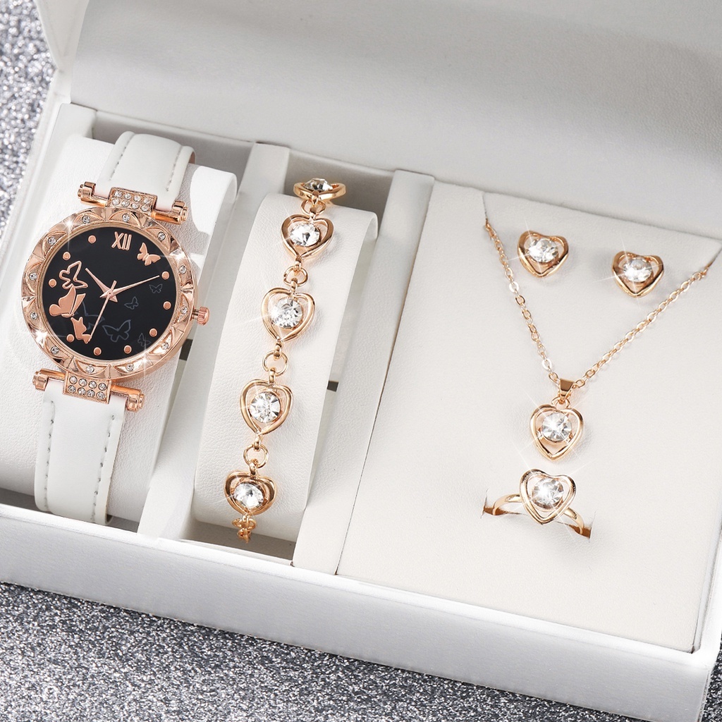 Đồng Hồ Nữ Dây Da Mặt Hình Bươm Bướm Dễ Thương