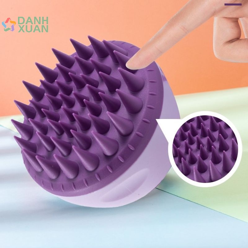 Bàn chải dầu gội silicon cầm tay Bàn Chải Massage da đầu mềm tròn cầm tay