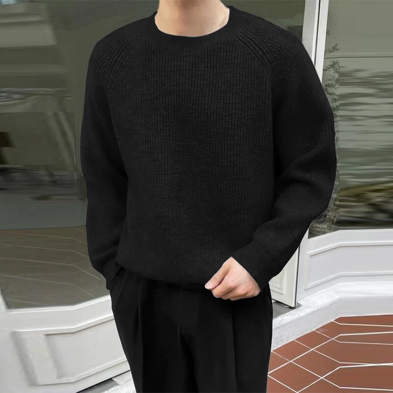 INCERUN Áo Thun Tay Dài Cổ Tròn Màu Trơn Thời Trang Cho Nam