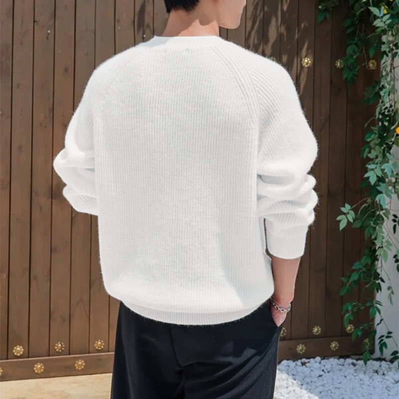 INCERUN Áo Thun Tay Dài Cổ Tròn Màu Trơn Thời Trang Cho Nam