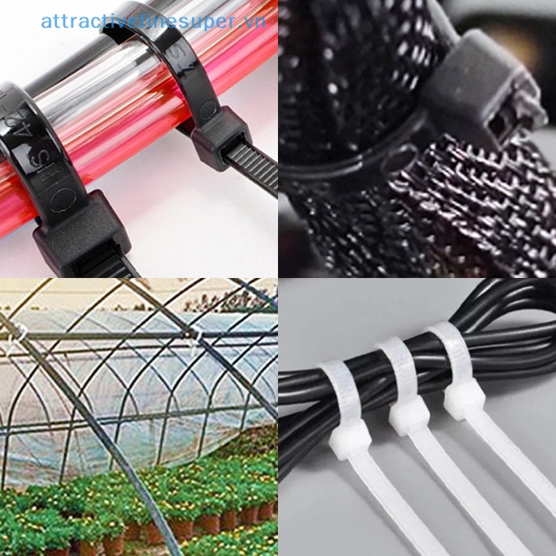 Afs Set 100 Dây Rút Cố Định Cáp Bằng nylon Có Lỗ Vít Tự Khóa