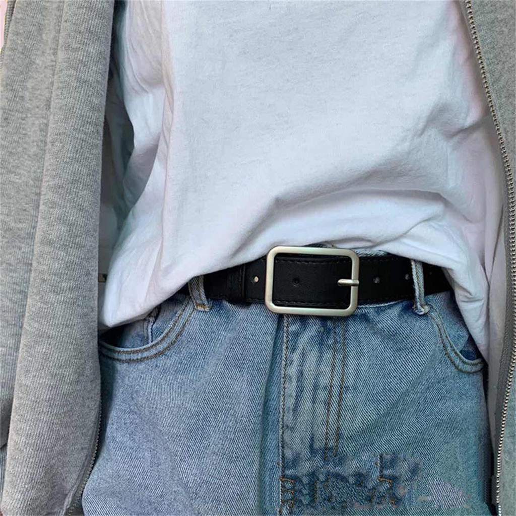 Thắt Lưng Da pu Khóa Chữ Nhật Đơn Giản Phong Cách Hàn Quốc