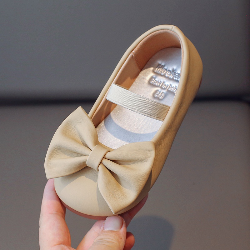 Rumphius Giày Da Đế Mềm Chống Trượt Đính Nơ Xinh Xắn Cho Bé Gái size 23-35