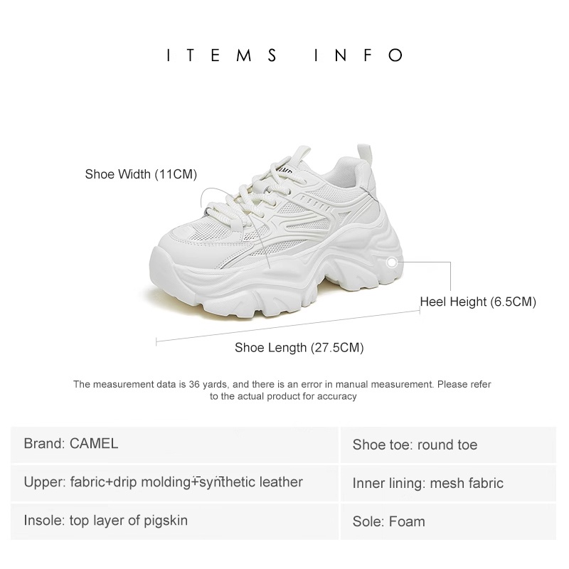 CAMEL SPORTS Giày Thể Thao Đế Dày Tăng Chiều Cao Thoải Mái Thời Trang Cho Nữ