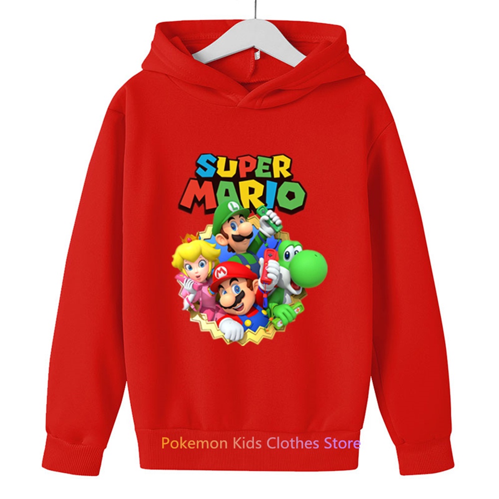 Áo Hoodie Tay Dài In Hình game super mario Cho Bé 3-12 Tuổi Thời Trang