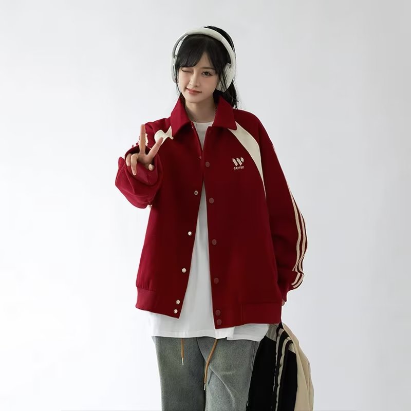 PAULWEEKEND Áo Khoác Dáng Rộng Phối Màu Tương Phản Phong Cách Nhật Bản Thời Trang Mùa Thu Cho Nam