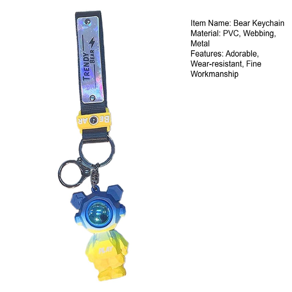 Móc Khóa Hình Gấu / Phi Hành Gia 3d Bằng pvc Hoạt Hình Dễ Thương diy