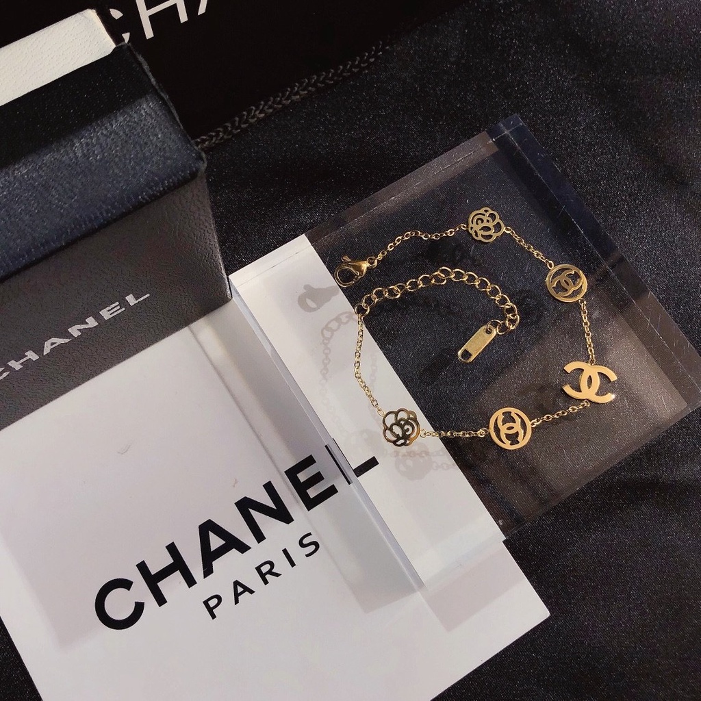 Vòng Tay Dây Xích Bằng Thép Titan Không Gỉ In logo cc Chống Nước Chống Rỉ Sét