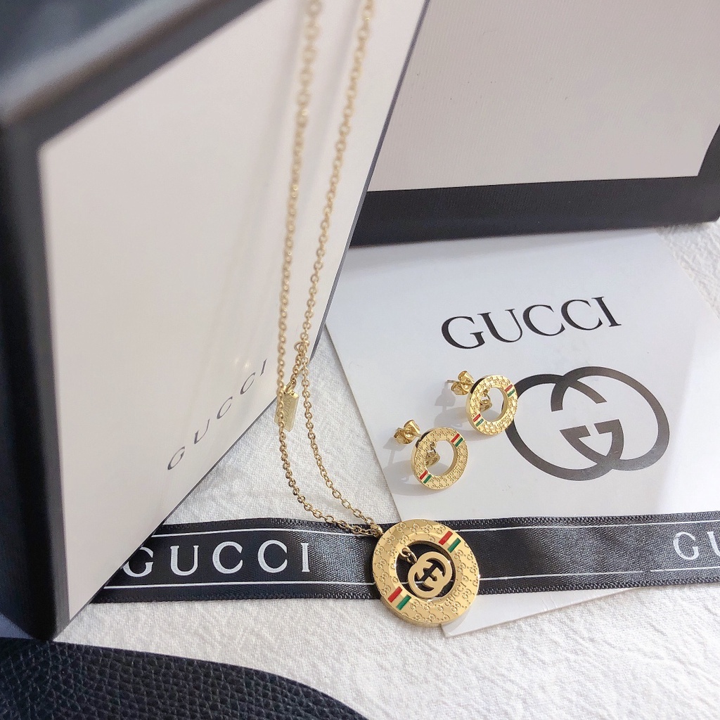 Thời Trang Bông Tai gucci Bằng Thép Titan Chống Thấm Nước Không Gỉ In logo gg Cá Tính Cho Nữ