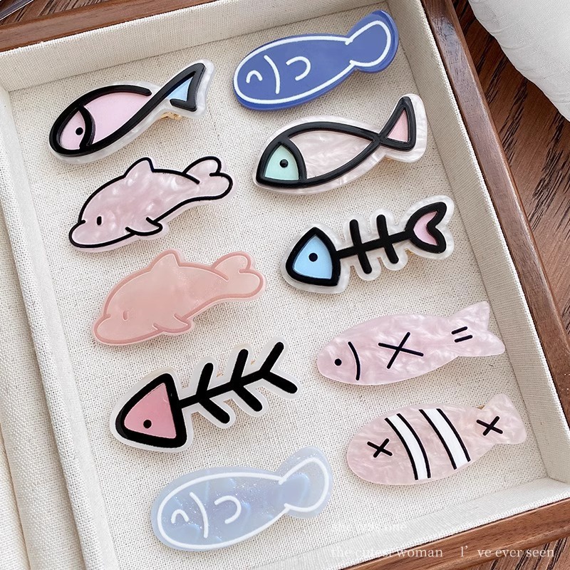 1 Kẹp Tóc Hình Xương Cá Bằng acrylic Dễ Thương Cho Bé Gái