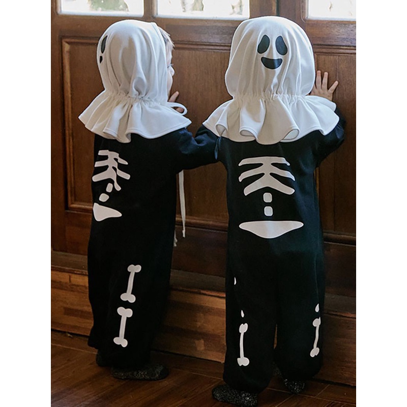 Bộ Đồ Hóa Trang halloween Tay Dài In Hình Bộ Xương Nhỏ Dễ Thương Cho Bé