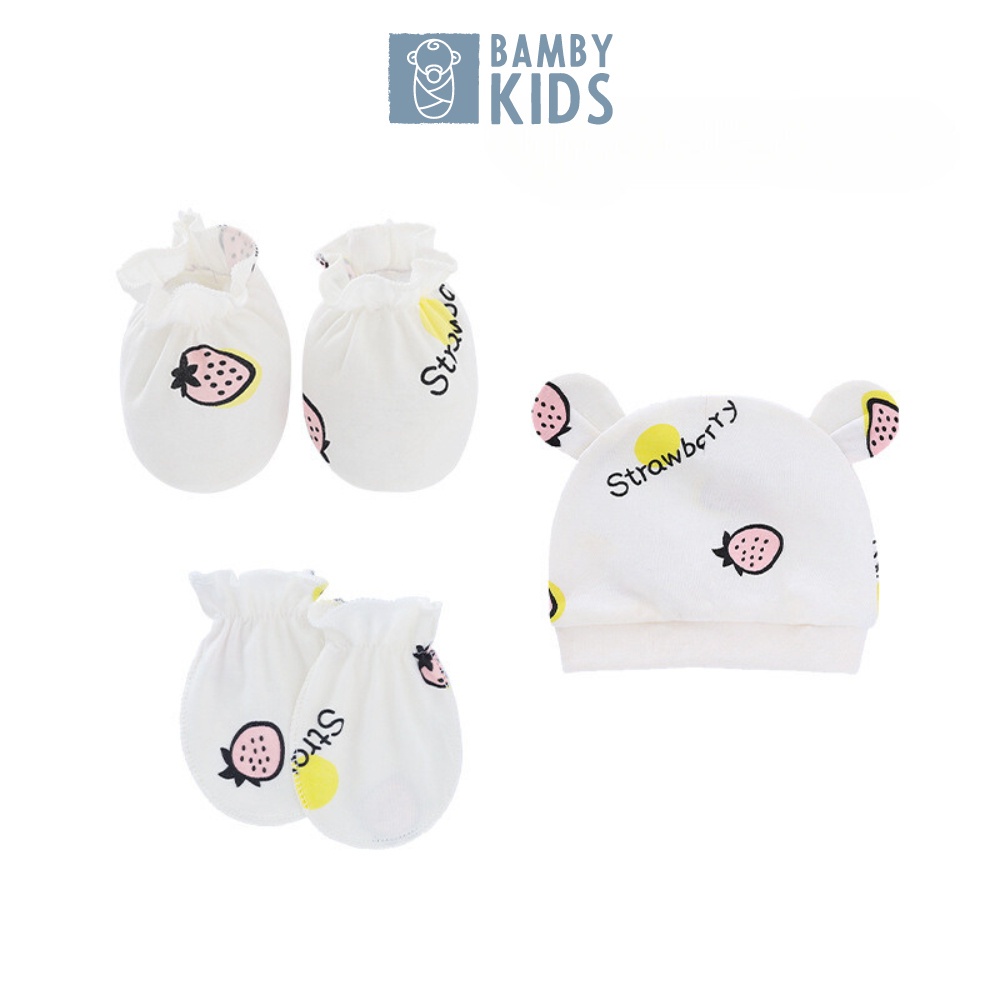 Combo 5 món mũ bao tay, bao chân cotton mềm mại cho bé sơ sinh