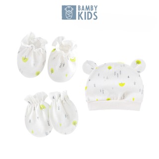 Combo 5 món mũ bao tay, bao chân cotton mềm mại cho bé sơ sinh