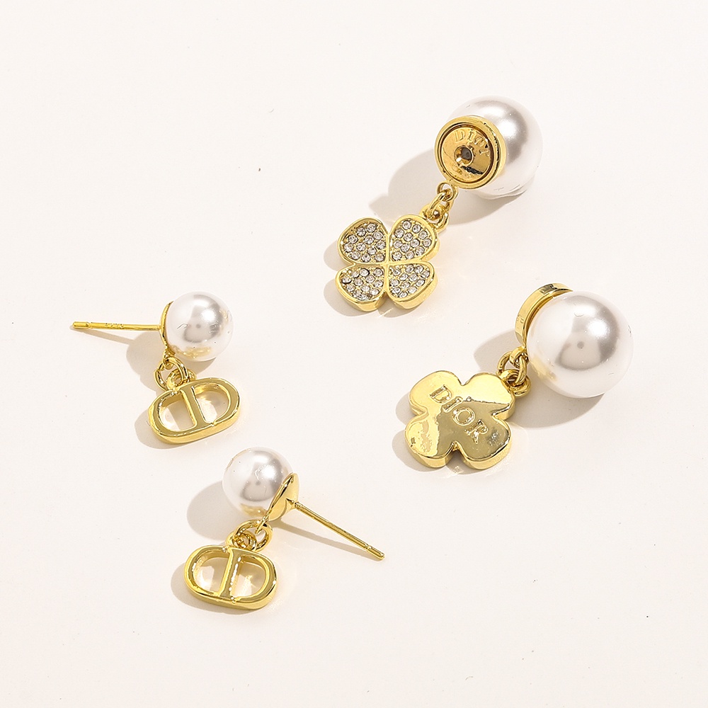 Thời Trang Khuyên Tai Tròn Khắc Chữ dior Bằng Thép Titan