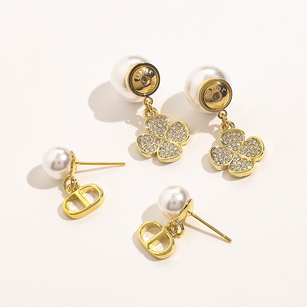 Thời Trang Khuyên Tai Tròn Khắc Chữ dior Bằng Thép Titan