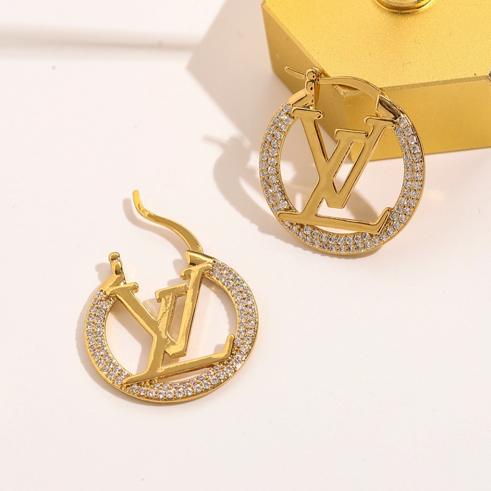 Thời Trang Bông Tai lv Bằng Thép Titan In Chữ louis vuitton Cá Tính Cho Nữ