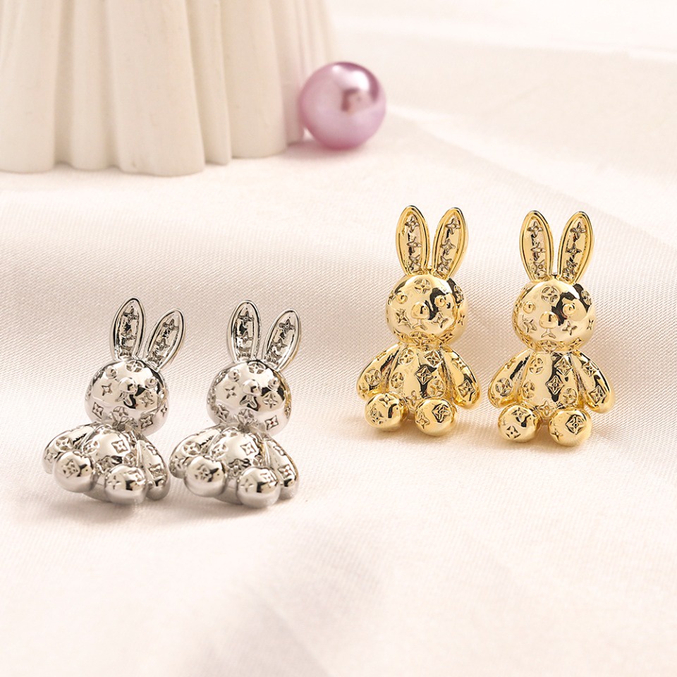 Thời Trang Khuyên Tai Vòng Đôi Bằng Thép titanium In Chữ lv